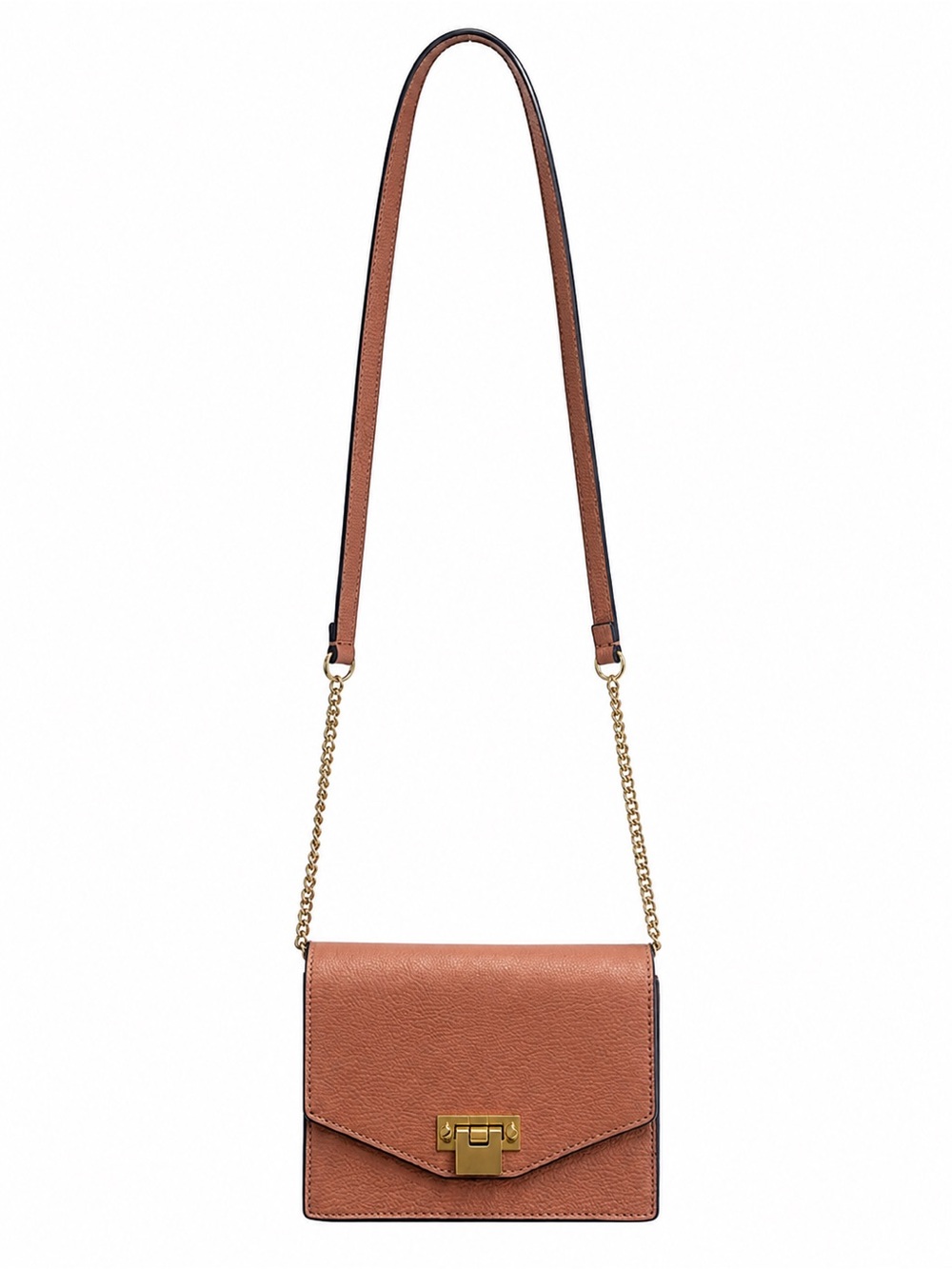 Reiss Leather Crossbody Bag in Dusty Rose with Gold Hardware